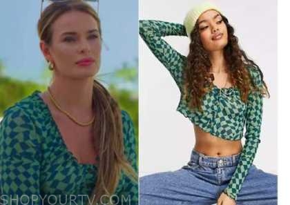 Siesta Key: Season 5 Episode 12 Juliette's Green Check Mesh Blouse ...