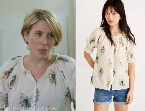 Home Town: Season 7 Episode 7 Erin's White Floral Smock Top | Shop Your TV