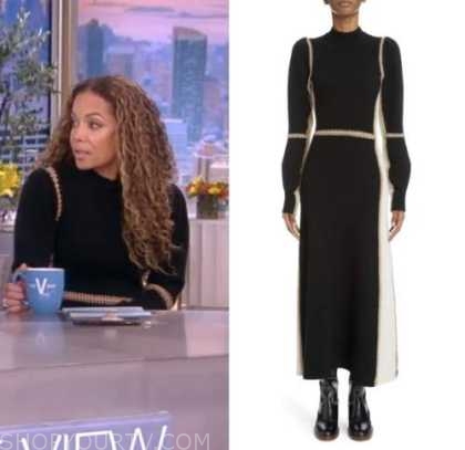 The View: January 2023 Sunny Hostin's Black Contrast Stitch Trim Maxi ...