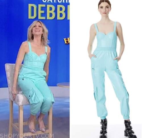 Sherri: February 2023 Debbie Gibson's Blue Leather Cargo Jumpsuit