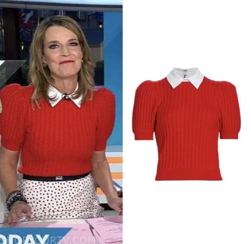 The Today Show: February 2023 Savannah Guthrie's Red Cable Knit Collar ...