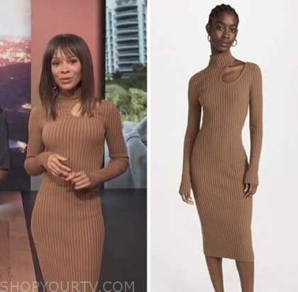 Access Hollywood: February 2023 Zuri Hall's Tan Camel Ribbed Knit ...