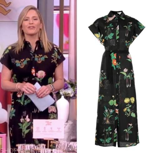 The View: February 2023 Sara Haines's Black Floral Midi Dress | Shop ...