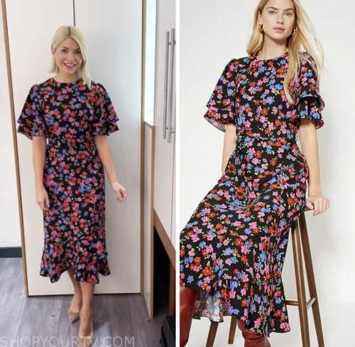 This Morning: February 2023 Holly Willoughby's Floral Flutter Sleeve ...