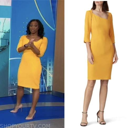 Good Morning America: February 2023 Brittany Bell's Yellow Asymmetric ...