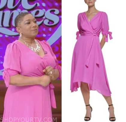 Live with Kelly and Ryan: February 2023 Deja Vu's Pink Wrap Bow Sleeve ...