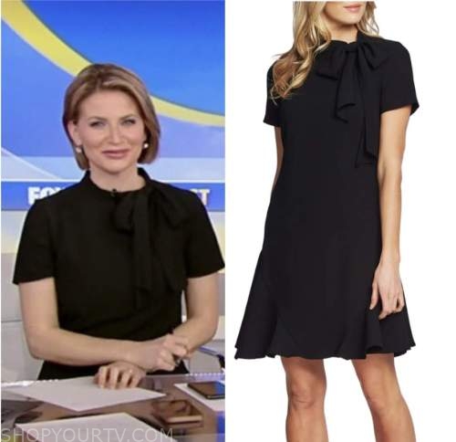 Fox and Friends: February 2023 Ashley Strohmier's Black Bow Neck Dress ...