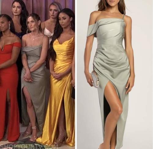 The Bachelor Season 27 Episode 5 Katherine Izzos Sage Green Asymmetric Dress Fashion 8936