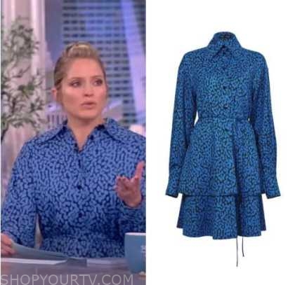 The View: February 2023 Sara Haines's Blue Leopard Tiered Dress ...