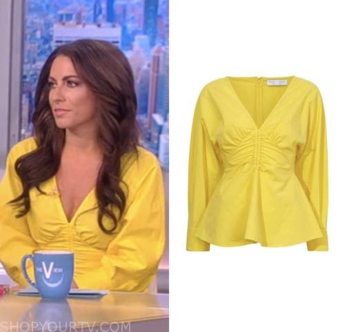 The View: February 2023 Alyssa Farah Griffin's Yellow Ruched V-Neck ...