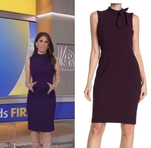 Fox and Friends: February 2023 Brooke Singman's Purple Tie Neck Sheath ...