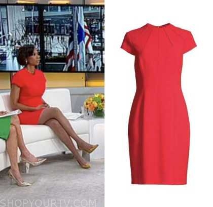 Outnumbered: February 2023 Harris Faulkner's Red Sheath Dress 