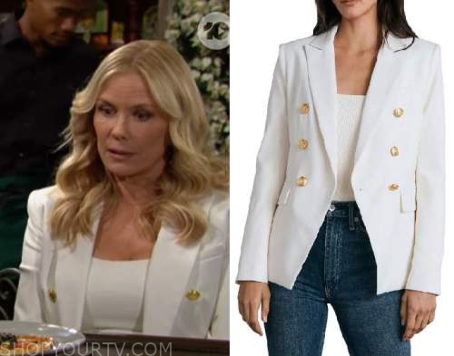 Bold and the Beautiful: January 2023 Brooke's White Blazer with Gold ...