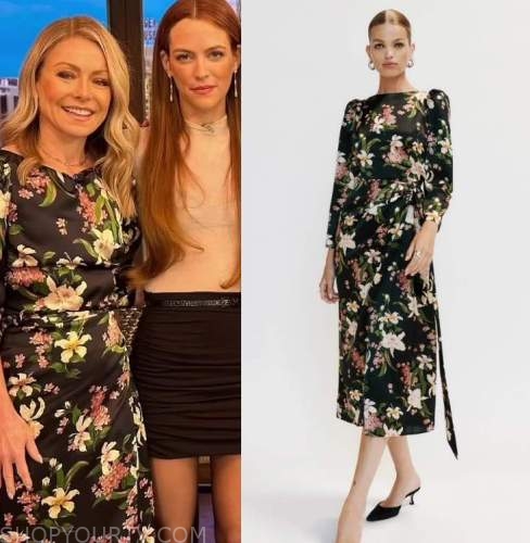 Live with Kelly and Ryan: February 2023 Kelly Ripa's Black Floral Dress ...