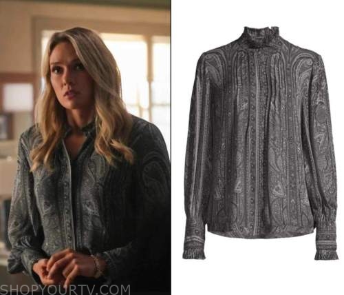 NCIS Hawaii: Season 2 Epsiode 13 Kate's Black Paisley Print Blouse ...