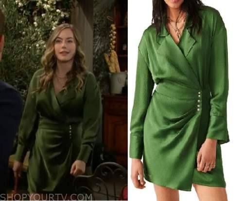 Bold and the Beautiful: February 2023 Hope's Green Wrap Dress | Shop ...