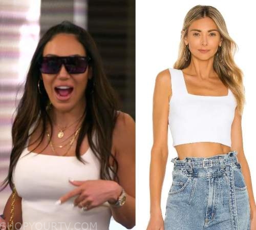 Lia Short Sleeve White Square Neck Crop Top