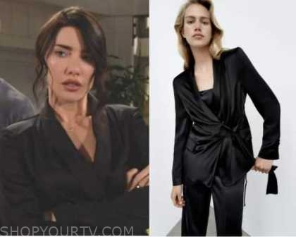 Bold and the Beautiful: February 2023 Steffy's Black Satin Blazer ...