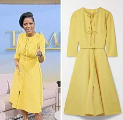 Tamron Hall Show: March 2023 Tamron Hall's Yellow Bow Dress | Shop Your TV