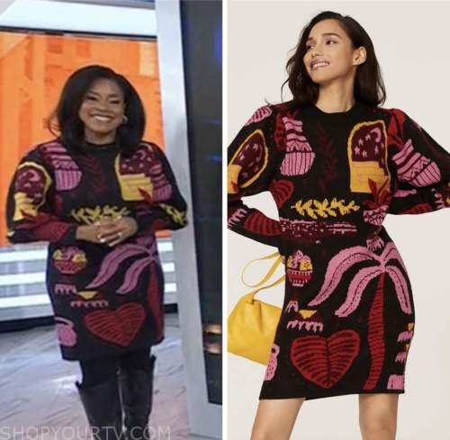 The Today Show: March 2023 Sheinelle Jones's Printed Sweater Dress ...