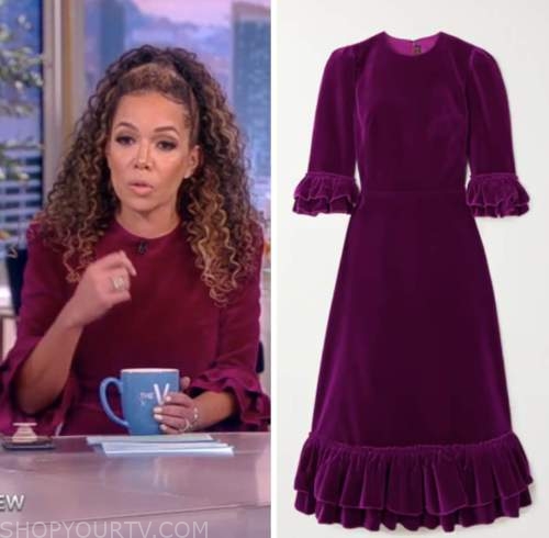 The View: March 2023 Sunny Hostin's Purple Velvet Midi Dress | Shop Your TV