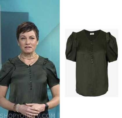 The Today Show: March 2023 Stephanie Gosk's Green Satin Ruffle Trim ...