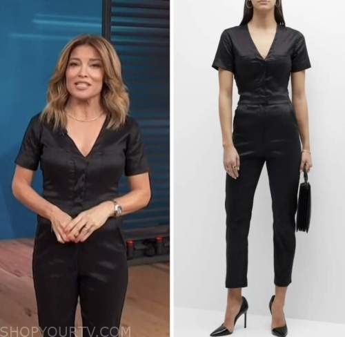 Access Hollywood: March 2023 Kit Hoover's Black Satin Jumpsuit | Shop ...