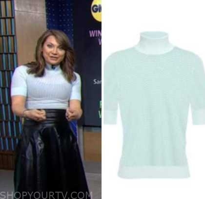 Good Morning America: March 2023 Ginger Zee's Blue Crochet Knit ...