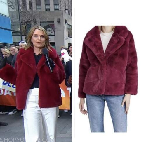 The Today Show: March 2023 Savannah Guthrie's Burgundy Fur Jacket ...