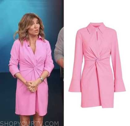 Access Hollywood: March 2023 Kit Hoover's Pink Twist Shirt Dress | Shop ...