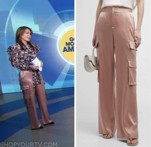 Good Morning America: March 2023 Eva Pilgrim's Pink Satin Cargo Pants ...