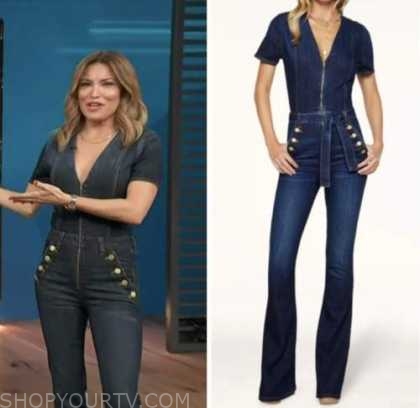 Access Hollywood: March 2023 Kit Hoover's Denim Button Front Jumpsuit ...