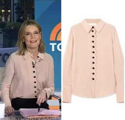 The Today Show: March 2023 Savannah Guthrie's Tan Scallop Button Down ...