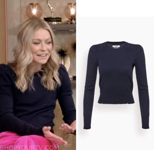 Live with Kelly and Ryan: March 2023 Kelly Ripa's Navy Blue Puff Sleeve ...