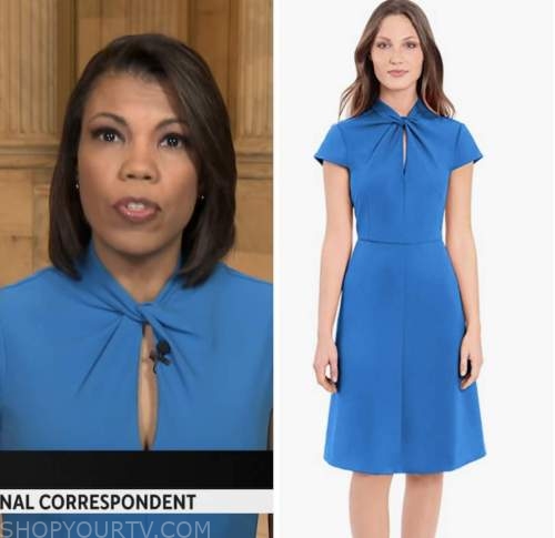 CBS Mornings: March 2023 Nikole Killion's Blue Twist Neck Dress | Shop ...