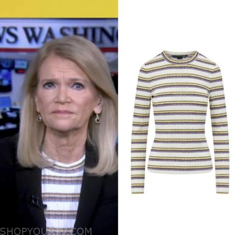 Good Morning America: March 2023 Martha Raddatz's White Striped Knit ...