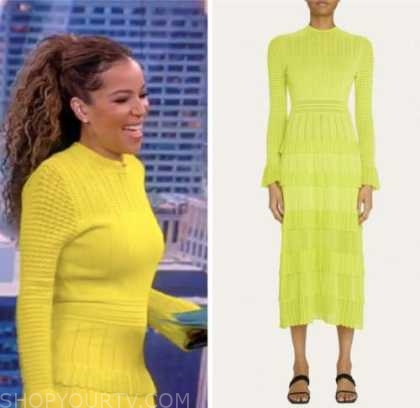 The View: March 2023 Sunny Hostin's Yellow Knit Midi Dress | Shop Your TV