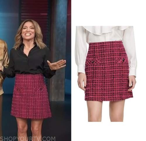 Access Hollywood: March 2023 Kit Hoover's Pink Tweed Mini Skirt | Shop ...