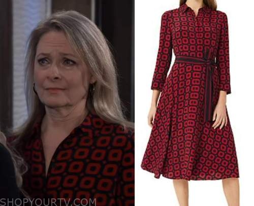 General Hospital: March 2023 Gladys' Black & Red Geo Print Dress | Shop ...