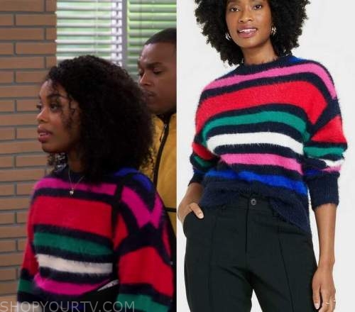 The Neighborhood: Season 5 Episode 15 Fuzzy Striped Sweater | Shop Your TV