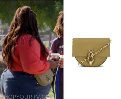 Zac Zac Posen Belay Mini Saddle Crossbody Bag worn by Nicky (Nicole Byer)  as seen in Grand Crew (S02E03)