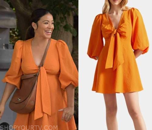 Not Dead Yet: Season 1 Episode 6 Nell's Tie Front Dress | Fashion ...