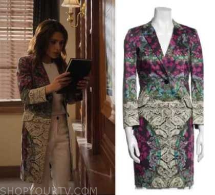 Sex/Life: Season 2 Episode 6 Billie's Snake Print & Floral Coat ...