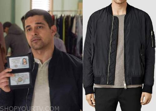 NCIS: Season 20 Episode 17 Nick's Black Nylon Bomber Jacket | Shop Your TV