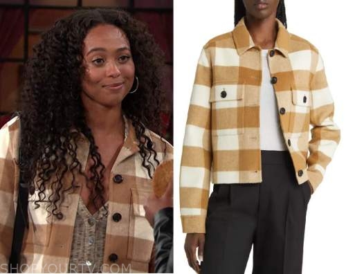 Days Of Our Lives: March 2023 Talia's Tan & White Check Crop Jacket ...