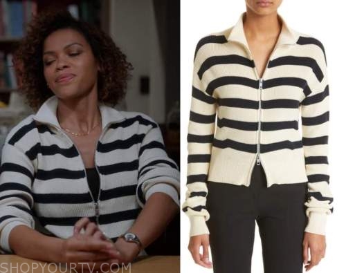 Lucky Hank: Season 1 Episode 1 June's Striped Zip Top | Shop Your TV