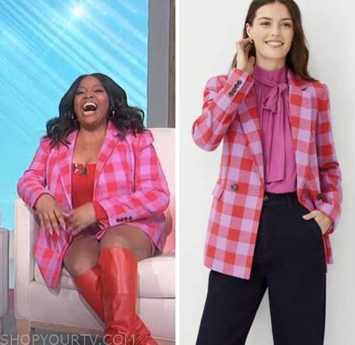 Sherri: April 2023 Sherri Shepherd's Purple and Red Check Blazer | Shop ...