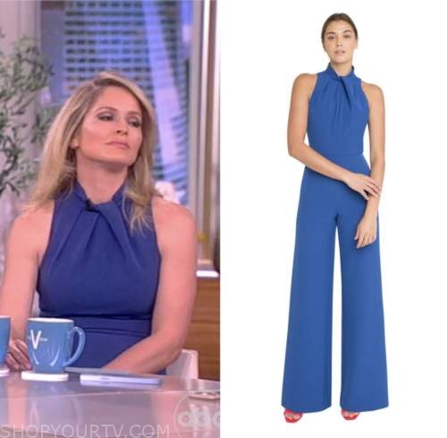 The View: April 2023 Sara Haines's Blue Twist Neck Jumpsuit | Shop Your TV