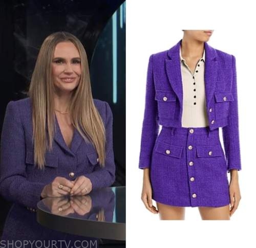 E! News: April 2023 Keltie Knight's Purple Tweed Cropped Jacket | Shop ...