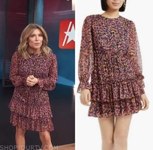 Access Hollywood: March 2023 Kit Hoover's Pink Floral Ruffle Mini Dress ...